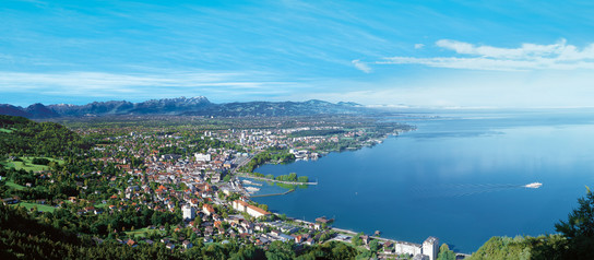 Panorama von der Bregenzer Bucht am Bodensee